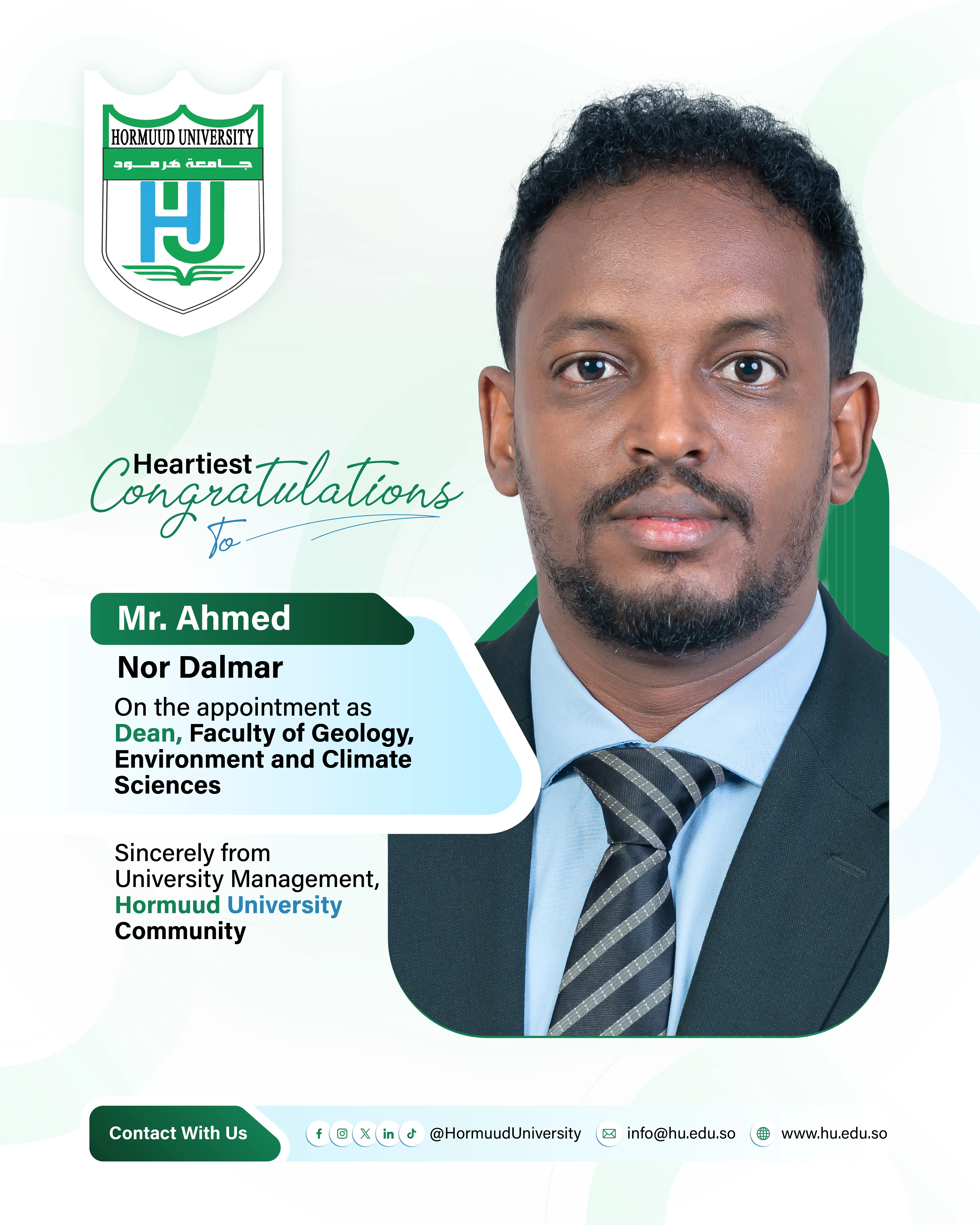 Appointment of the Dean of the Faculty of Geology, Environment and Climate Sciences